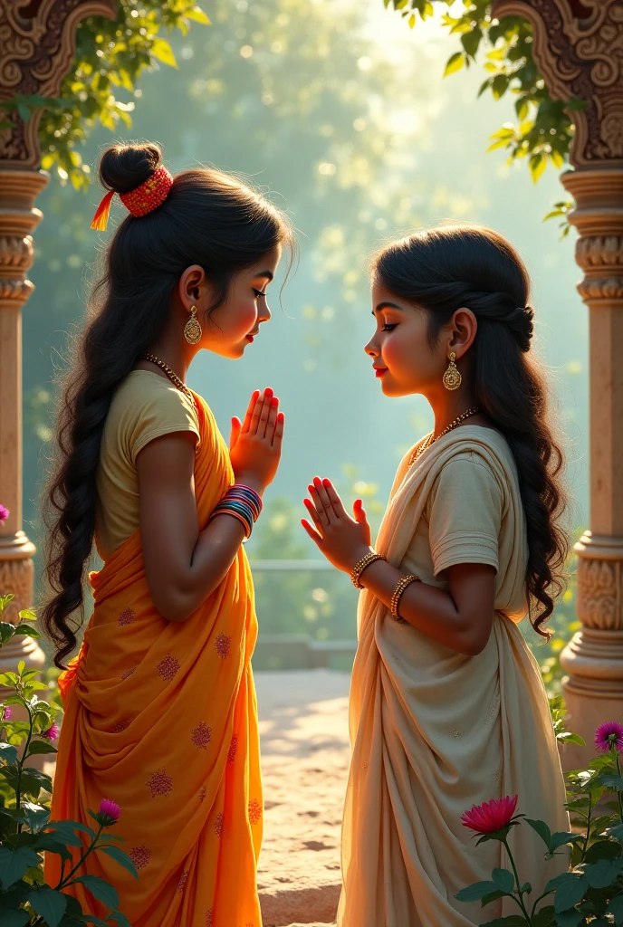 There are two girls in an Indian park, both are 2, one's name is Shreya she is baldhead, Both are very beautiful and there is a lot of tension between them, I mean the thing is that they both are very beautiful 