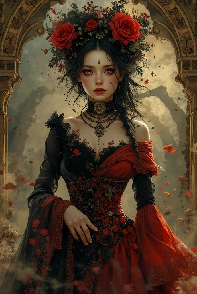 Dark Fantasy Art, half l Body of a gypsy spanish woman in flamenco clothes, Blender stylized charismatic aesthetic random composition deep breathing locations and details professional style digital watercolor wax and wash style intricate filigree images, meticulous craftsmanship artistic style 'infinite, superb vision nocturnal influence visually dark high end artistic technologies style splash finely artistic works artfully combining the styles of Michael Garmash, Martin Ansin, Luis Royo, Greg Rutkowsky, 8k, premium effects RAW HDR UHD HQ, Mysterious, dark, moody, dark fantasy style, Dark Moody Atmosphere, half l Body of a gypsy spanish woman in flamenco clothes, Blender stylized charismatic aesthetic random composition deep breathing locations and details professional style digital watercolor wax and wash style intricate filigree images, meticulous craftsmanship artistic style 'infinite, superb vision nocturnal influence visually dark high end artistic technologies style splash finely artistic works artfully combining the styles of Michael Garmash, Martin Ansin, Luis Royo, Greg Rutkowsky, 8k, premium effects RAW HDR UHD HQ, Mysterious, dramatic, mysterious, dark moody atmosphere, half l Body of a gypsy spanish woman in flamenco clothes, Blender stylized charismatic aesthetic random composition deep breathing locations and details professional style digital watercolor wax and wash style intricate filigree images, meticulous craftsmanship artistic style 'infinite, superb vision nocturnal influence visually dark high end artistic technologies style splash finely artistic works artfully combining the styles of Michael Garmash, Martin Ansin, Luis Royo, Greg Rutkowsky, 8k, premium effects RAW HDR UHD HQ, Mysterious, elegant, highly detailed dramatic light, futuristic, best placed contemporary modern cinematic romantic epic, singular ambient, enigmatic, perfect calm pristine quality, clear great spectacular detail, fertile, complex, fantastic incredible delicate built at