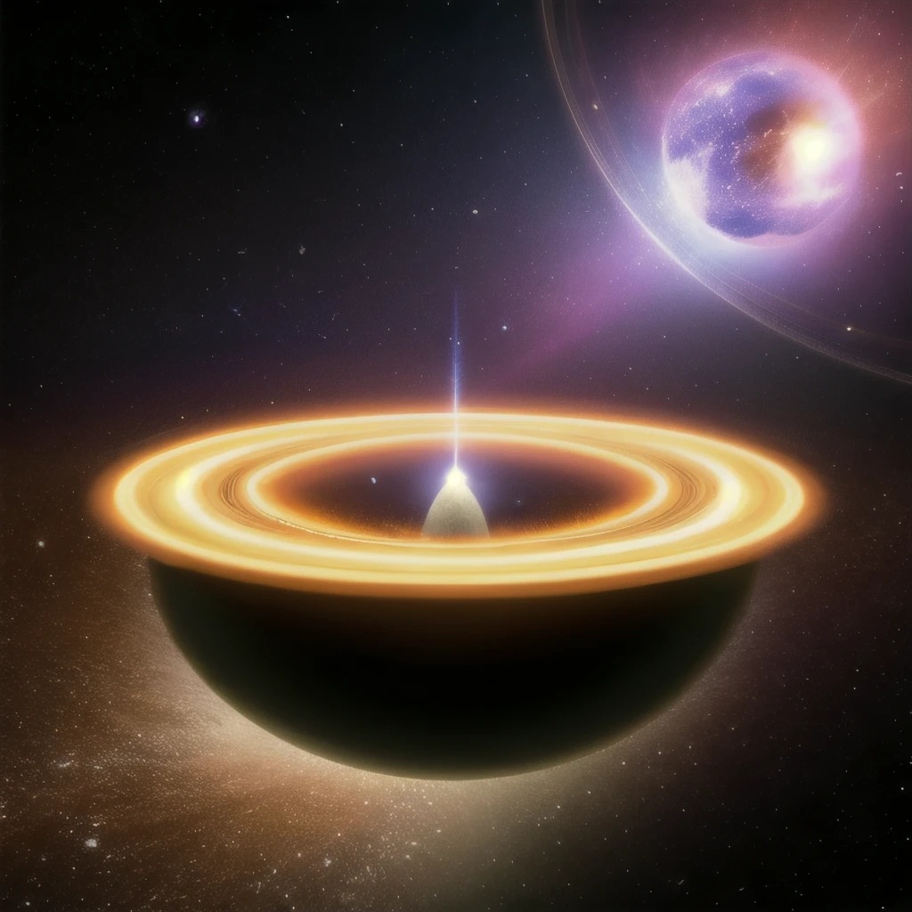 a view of a planet with a ring of light in the middle, a picture by John J Park, reddit, space art, in the astral plane ) ) ), portal in space, portal to outer space, majestic interstellar portal, portal to another universe, interstellar infinity portal, world seen only through a portal, wormhole, black hole event horizon, magic portal in the sky