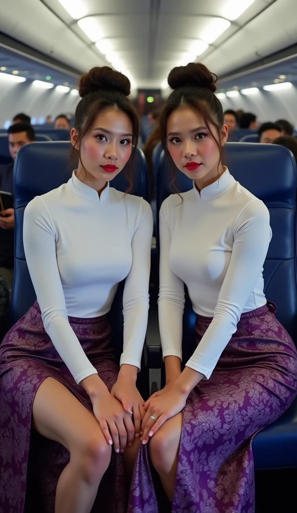 ((Highest quality、Tabletop、8K、Best image quality、Hyperrealism))、（（1 female stewardess、walk gracefully down the aisle、Cowboy Shot、Take a photo of her from the waist up))、((The background is the first class aisle of an airplane..))、((perfect stewardess uniform、Very short nylon scarf))、(Exposing the forehead、Hair Bun)、Big ample breasts、Biggest Smile、white big teeth、Perfect Makeup、Long eyelashes、Look at me、Have the best smile、Perfect Anatomy、Bright lighting
((((I can see the flower patterned bra))))
Full body photo