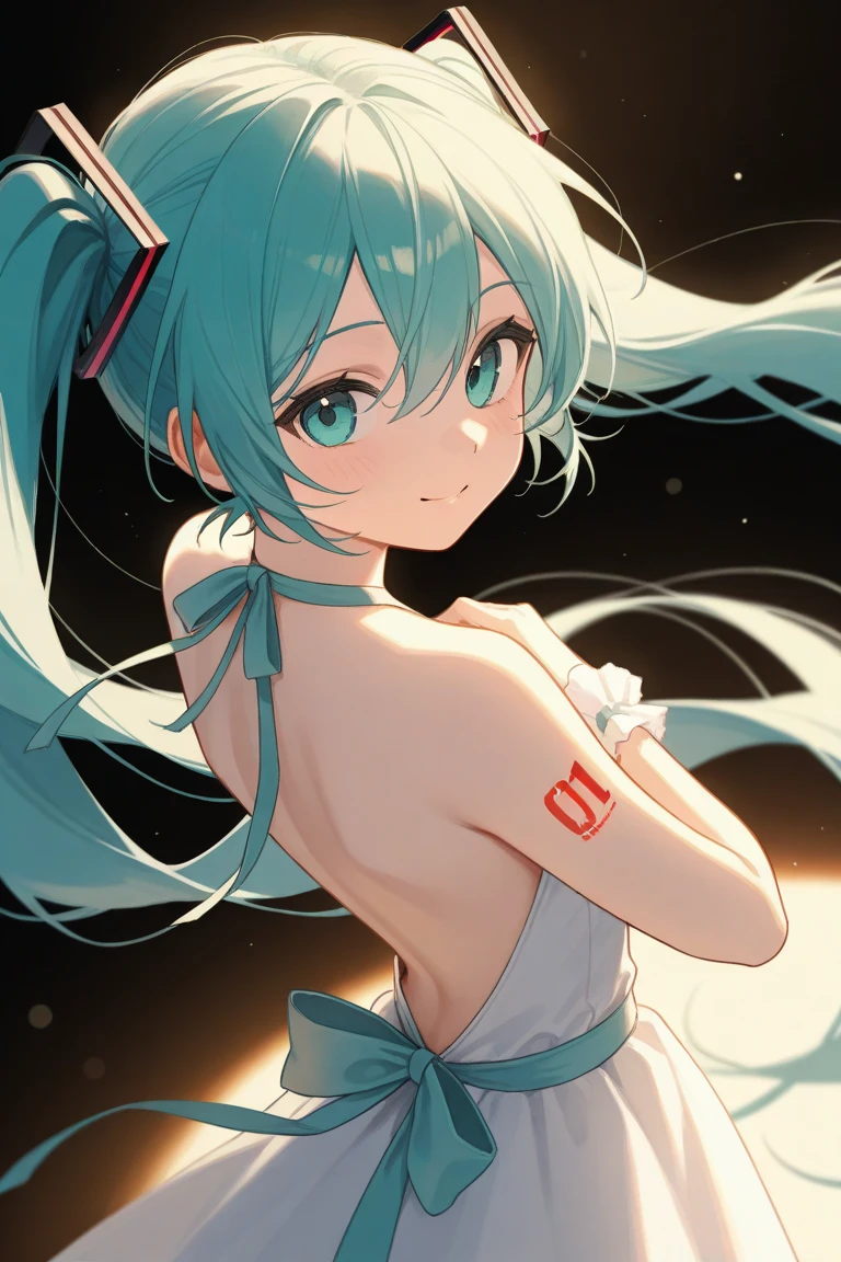 backless outfit, bare back, hatsune miku, 