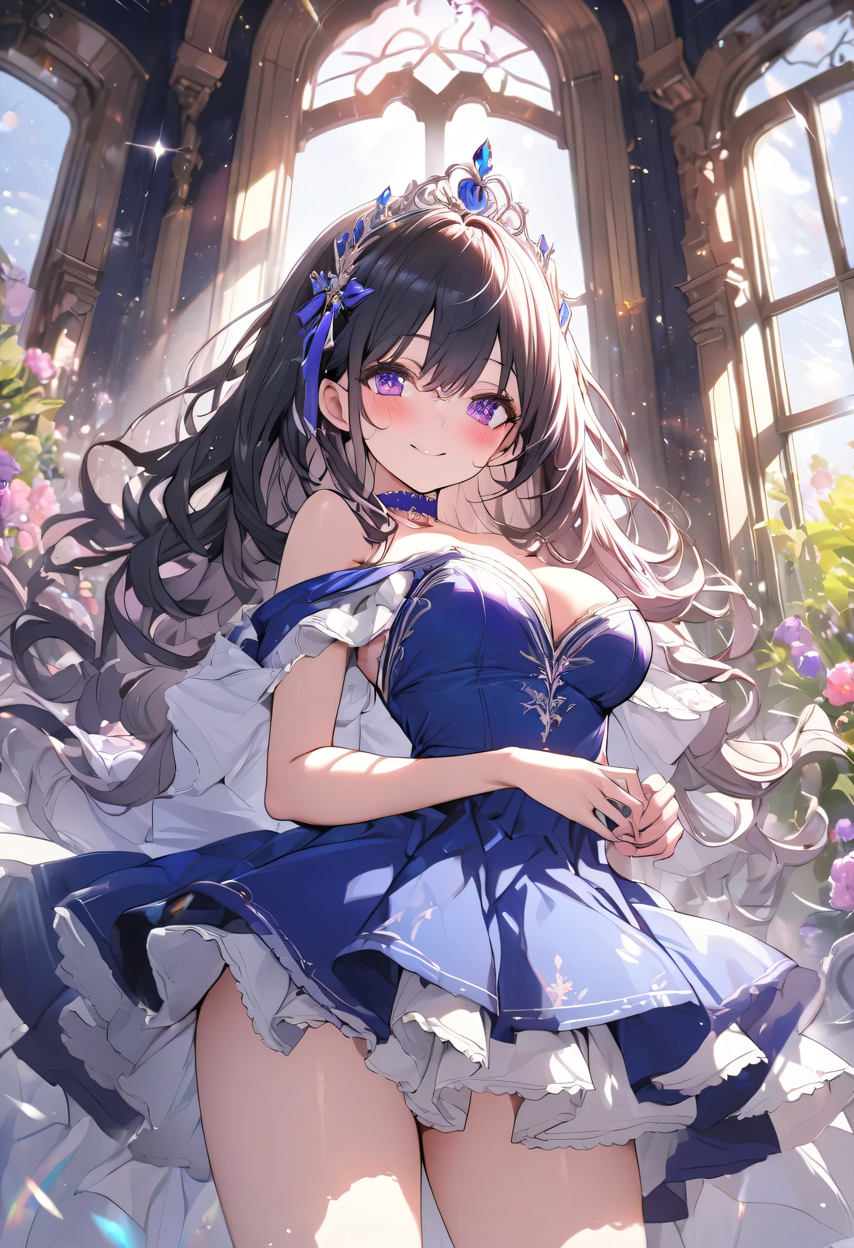 tmasterpiece,(Best quality at best),Very meticulous,ultra - detailed,1 Sister, a blue dress, pretty eyes,white backgrounid, Nice face, NSFW,in pink,