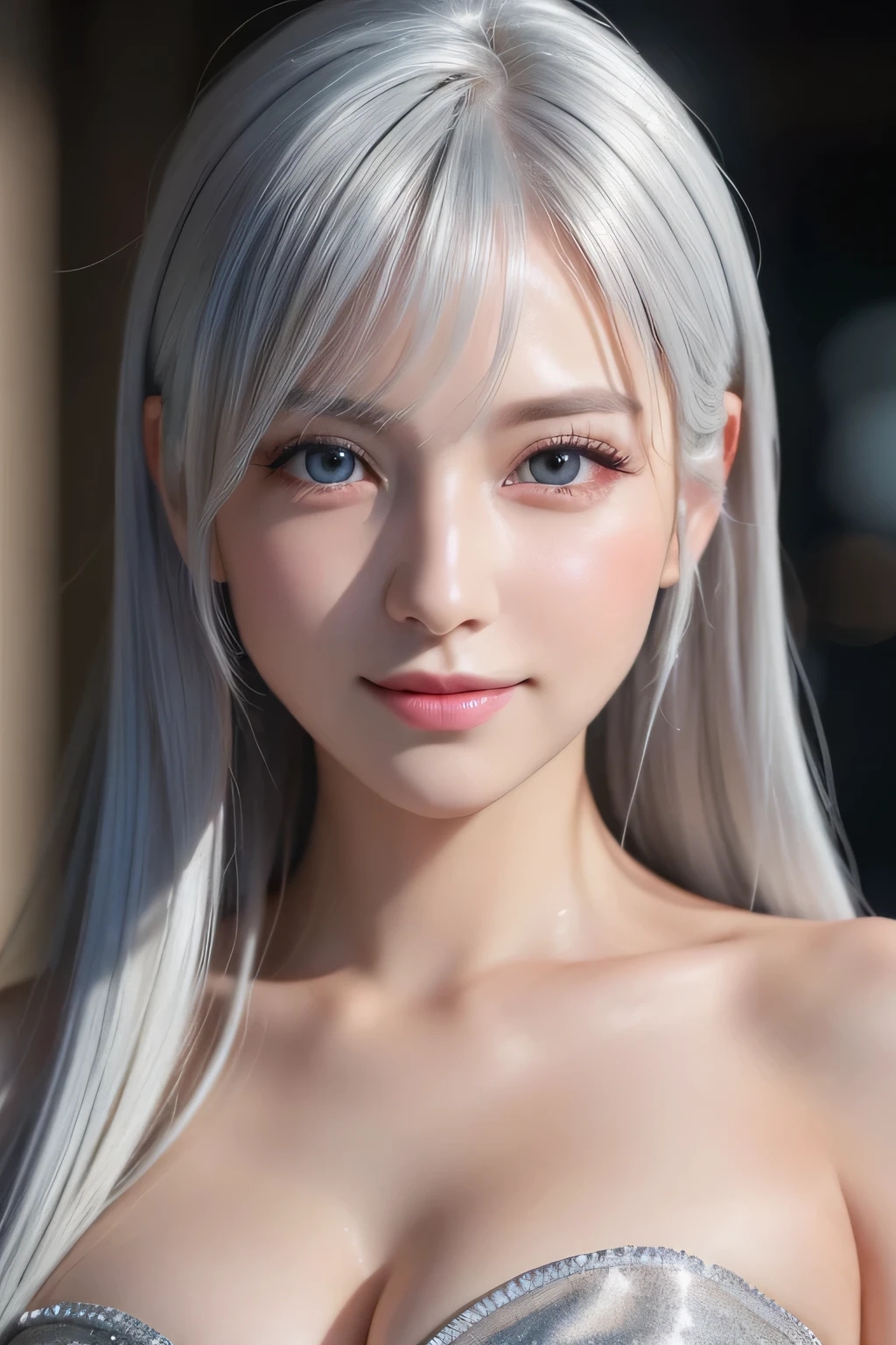 ((best quality)), ((masterpiece)), (detailed), perfect beautiful face frame in 3d-looking maxidefinition hdr.12k.image, light gray blue-eyes. Perfect breasts.