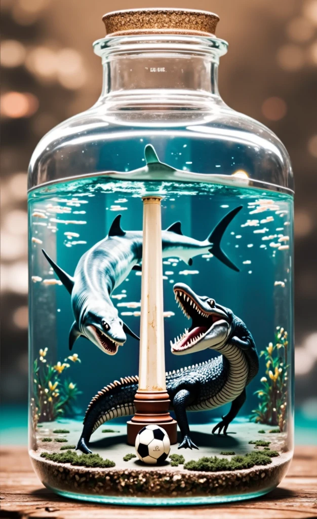 Ocean inside a bottle glass,shark,ship,high resolution,super detail,japnaese style,32k