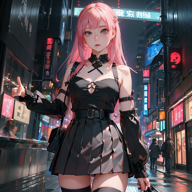 (( top quality )), ((傑 top quality 、masterpiece、High sensitivity、         High Definition       、     detailed description     、 delicate face )),    Slender Woman、Glass、     Christmas、     miniskirt 、     cyberpunk、 Hair color:   pink 、On the chest（myo）  character,
