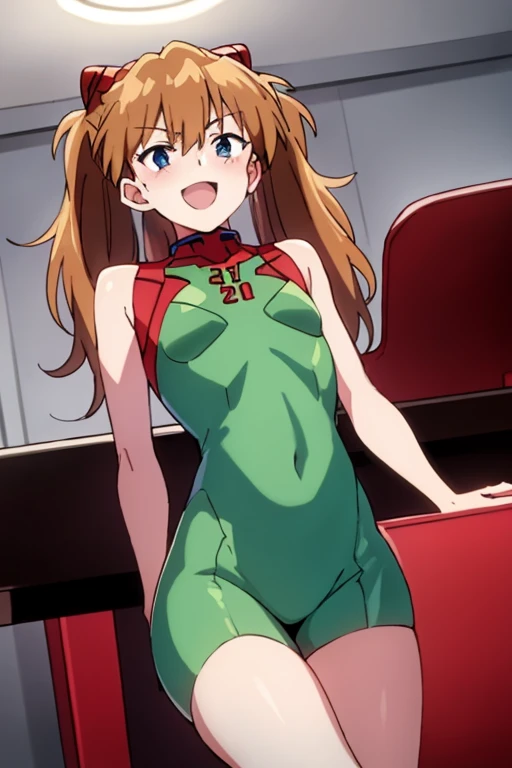 (( top quality )), ((masterpiece)), (be familiar with), perfect face, indoor, bedroom,  viewers because it's Shiragane in the middle of winter,
One woman,  Soryu Asuka Langley ,
開いた口,  ecstatic expression beside the piano, blush, smile,
 small tits,  flat chest, Young girl, Lori,  s,  girl,
 long hair,  twin tails,
Leg spread,