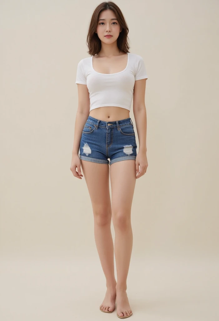 18-year-old young girl,similar to Chloë grace Moretz, smiling, waist-length red hair, disheveled and disheveled,very detailed, wearing a white fedora hat, white sleeveless blouse, blue miniskirt, tennis shoes, no socks, posing on a frame of Ruined stone. Direct natural sunlight, photorealistic, high-quality definition, masterpiece