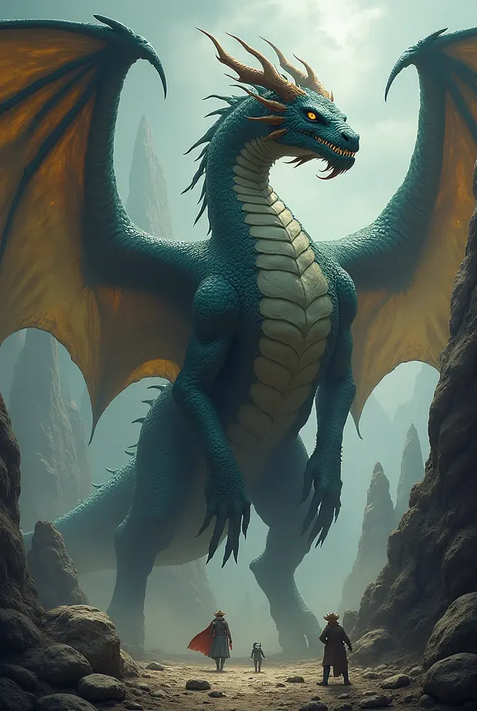 There is a dragon with a big head and a huge body., Epic Fantasy Card Game Art, highly detaileD fantasy art, detailed digital 2D fantasy art, Epic fantasy work, detaileD fantasy art, Epic Fantasy Card Game Art, Dungeon&dragon fantasy art, surreal d & D fantasy art, Symmetrical and gorgeous fantasy art, Cyborg Dragon Portrait