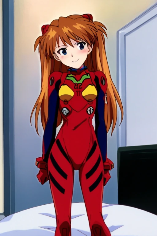 (( top quality )), ((masterpiece)), (be familiar with), perfect face, indoor, bedroom,  viewers because it's Shiragane in the middle of winter,
One woman,  Soryu Asuka Langley ,
開いた口,  ecstatic expression beside the piano, blush, smile,
 small tits,  flat chest, Young girl, Lori,  s,  girl,
 long hair,  twin tails,
Leg spread,