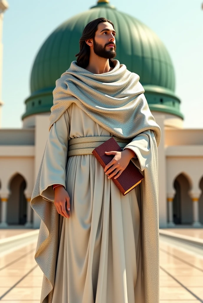 As a Muslim genie, he is depicted with a soft and compassionate face. Al-Ahmar wears simple clothes in pink or crimson., and are often seen carrying books or scrolls containing prayers.