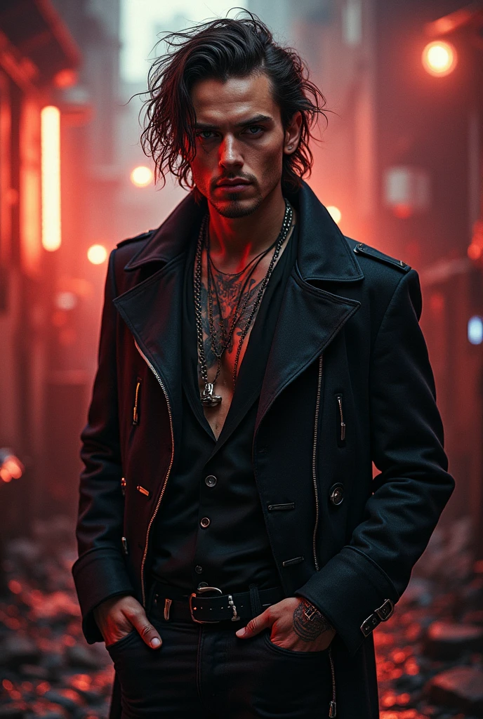 Pop culture.A Malay man .rock star in the 1990s, detailed portrait, intricate facial features, Malaysia timeline.wavy long hair, leather jacket, ripped jeans, dramatic lighting, moody atmosphere, gritty urban setting, cinematic composition, high contrast, vibrant colors, photorealistic, (best quality,8k,highres,masterpiece:1.2),ultra-detailed,(realistic,photorealistic,photo-realistic:1.37