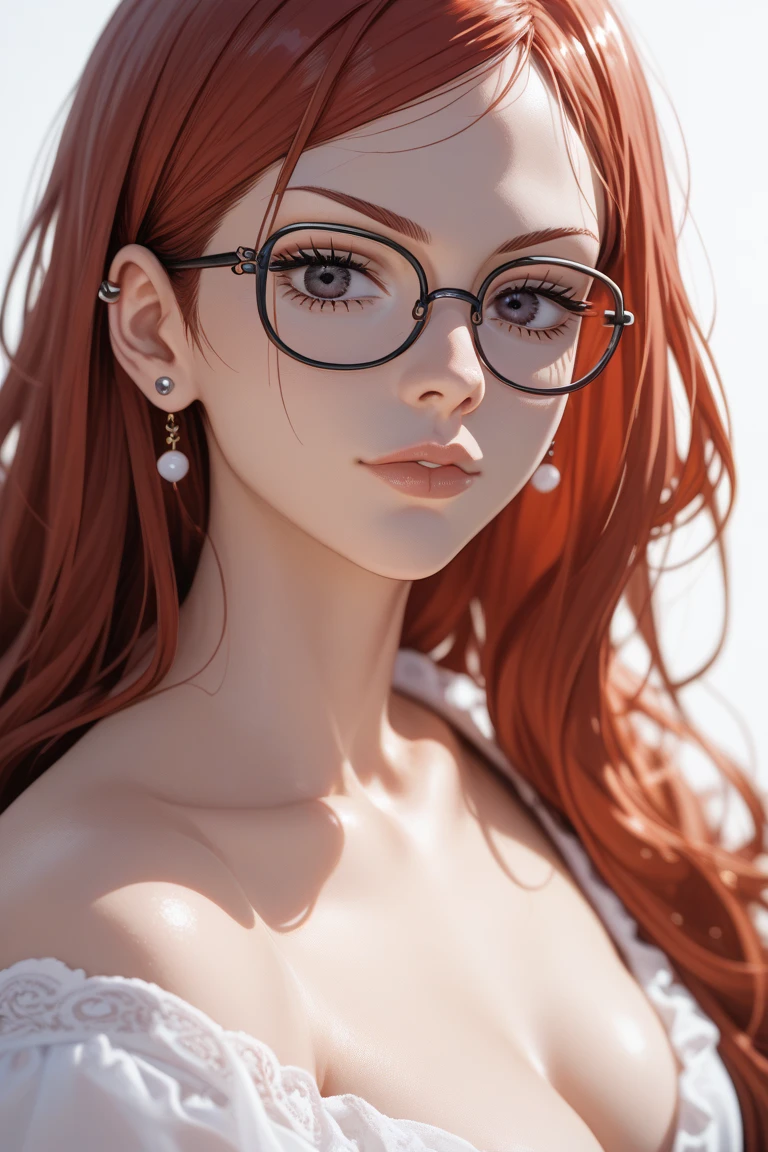 Hyper-detailed, insane details, Beautifully color graded, Unreal Engine, DOF, Super-Resolution,Megapixel, Cinematic Lightning, Anti-Aliasing, FKAA, TXAA, RTX,SSAO,Post Processing, Post Production, Tone Mapping, CGI, VFX, SFX, Insanely detailed and intricate , Hyper maximalist, Hyper realistic, Volumetric, Photorealistic, ultra photoreal, ultra- detailed, intricate details,8K, Super detailed , Full color, Volumetric lightning, HDR, Realistic, Unreal Engine, 16K, Sharp focus. Octane render (captivating allure:1.5), (Mizukage Mei Terumi lying on a bed), (she wears a delicate white lingerie that leaves little to the imagination), (her vibrant red hair frames her mature and captivating features), (her beauty exudes the confidence of a 30-year-old woman), (the photo is captured from a near prone position, emphasizing her alluring posture), (the lighting enhances her natural allure, creating a perfect ambiance).