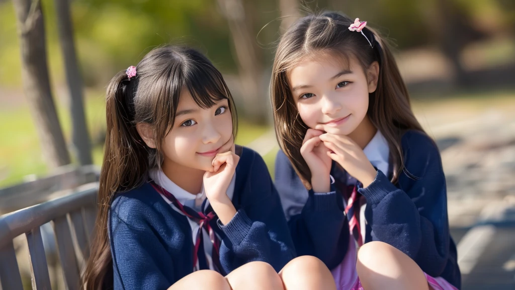 ((( Two Middle School Girls Transcendental Cute)))、smile、Simple、( Japanese)