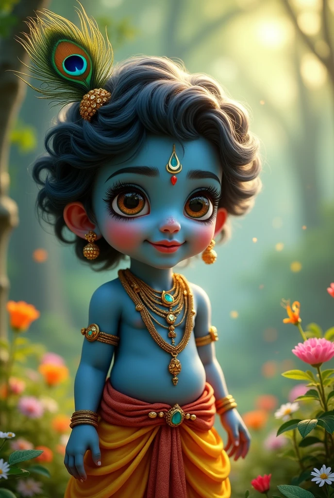 Cute faty golu molu pic Krishnan childhood with peacock headband baby