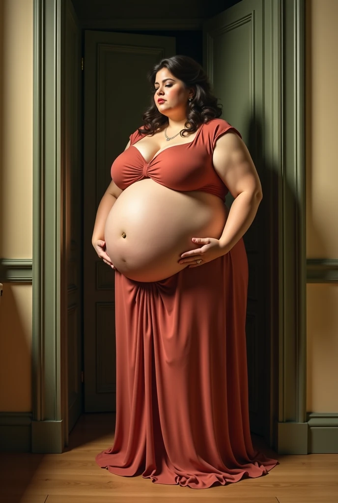Extremely large woman's belly, that the size is impossible