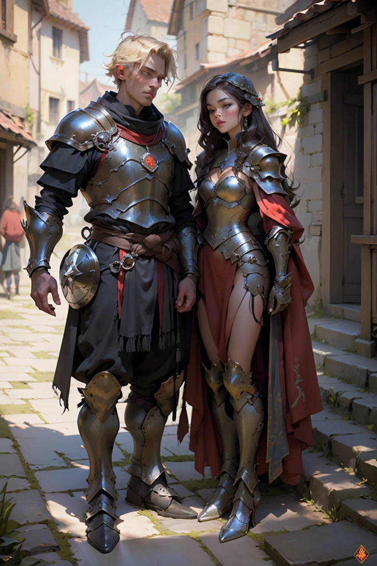 Hohe Detailgenauigkeit, best quality, 8K, [ultra-detailliert], Meisterwerk, best quality, (extrem detailliert), DND-Kunst, Dunkle Kunst, full-body shot, a beautiful female warrior girl, Nur eine Person im Bild, perfect and beautiful symmetrical face like Jessica Alba, blaue Augen, rotes lockiges Haar, mischievous smile, Langes lockiges Haar, Wears heavy plate armor with Lord of the Rings-style decorations, perfect hands, Highly detailed, (great majestic spear:1.1) In seiner Hand, Spear thrust, Gefechtsschaden, (blut:1.5), perfect hands, Schroffe Landschaft, Large medieval castle in the background, Towers, sternenhimmel, Mond und Mondlicht, dynamische Pose, drastic atmosphere, filmischer Hintergrund, (Meisterwerk:1.3), hight resolution