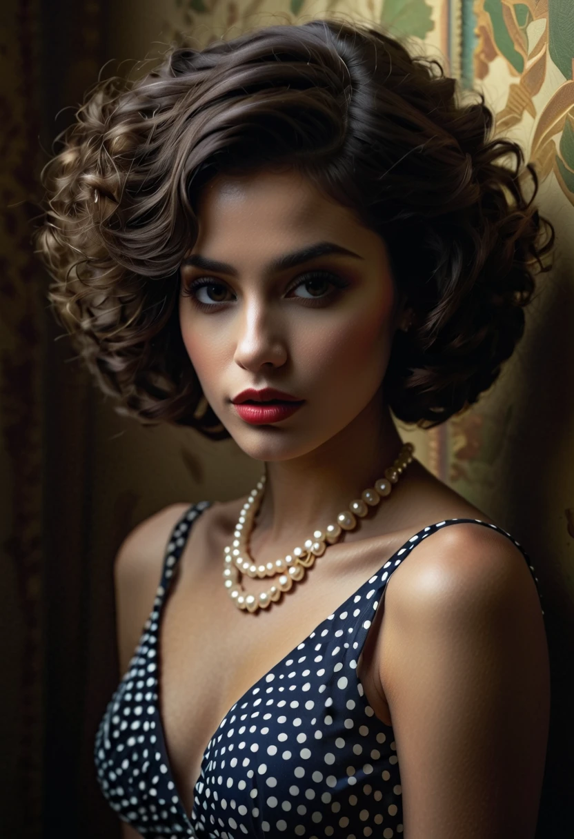 create a silhouette of a woman, Brunetette, eyes browns, short curly hair, with sensual clothes,in high resolution