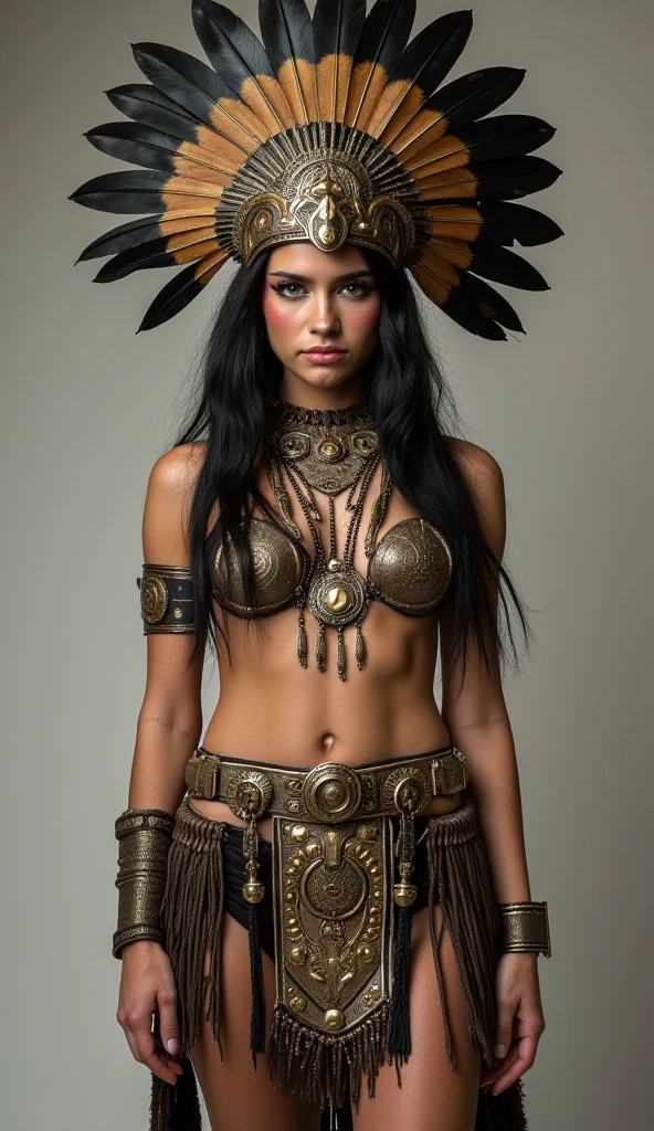 Raw photo of aztec woman warrior 