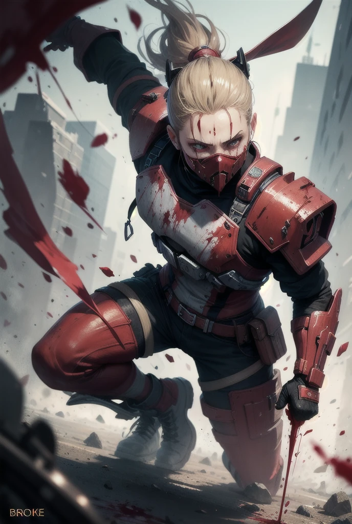 ((8K:1.4)), Impeccable, acurate, (hight resolution:1.2), (higly detailed), hiquality, (tmasterpiece:1.8), The girl pulls out her sword, (dark-skin:1.8) (injured:1.2)), ((rusty_fingernails_in_Skin)), (agony), (icy:1.2), (Camouflage top:1.2)), (long disheveled gray hair), (Red_sclera:1.2), ((Blurred flesh and blood)), (the madhatter_Smile:1.2), (Blood covers the face:1.6), There is blood all around, (blood on the clothes:1.2), ((blood vessels:1.2))), (((Internal organs:1.2))), Trauma to the oral cavity, scar, (cuts_UPON_Skin:1.2), blood on the lips, ((anatomically accurate:1.6)), Very wide open mouth, (Body horror:1.2), (Meat clothing:1.2), Features of the monster:1.2), Monster Face, (((Devil's Eyes:1.6))), (sharp teeth),The Sword of the Demon,White Backgrouni Wash Style,Red-eyed,white tshirt,black shorts