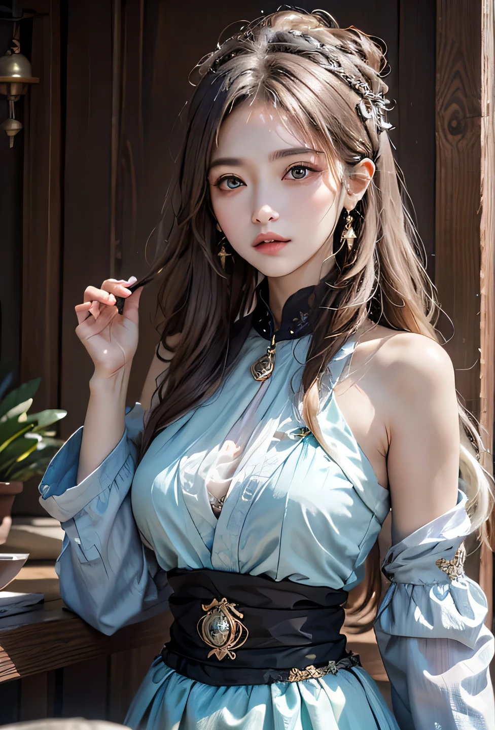 ultra hd, retina, masterpiece, anatomically correct, textured skin, super detail, high detail, high quality, high quality, award-winning, (realistic: 1.7), (best quality)), (ultra-high resolution), (realistic: 1.6), realistic, (surreal: 1.2), (realistic face: 1.2), (8k), (4k), (masterpiece), (realistic skin texture), a girl, daytime, skirt and high heels, multicolored hair,