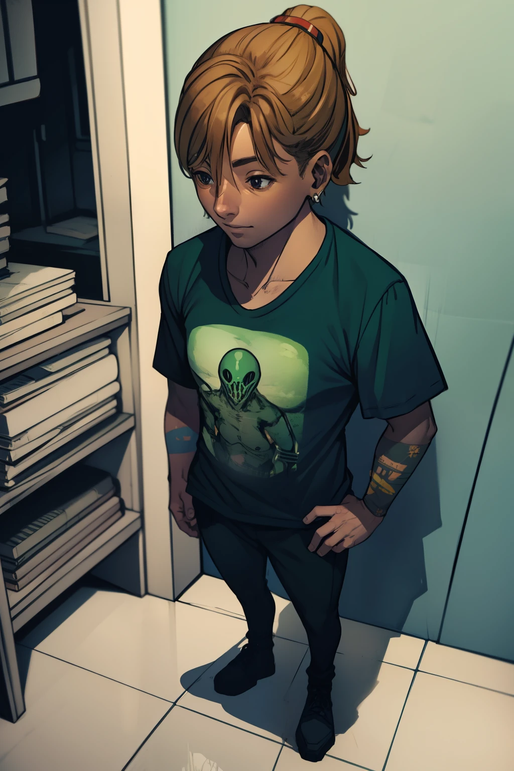 t-shirt printed with the movie "alien" Geek Verde