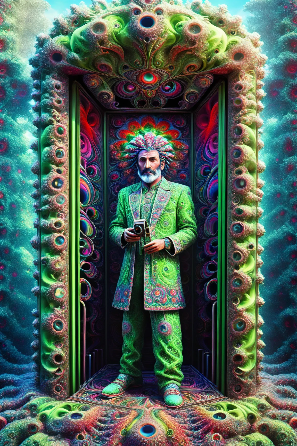    the hallucinatory art of a man in a Roman telephone booth ,     psychedelic surrealist art    ,  Shamanic Horror Art LSD ,     terrifying surreal art    ,    dmt death of ego   ,    Psychedelic Space Horror   ,    DMT Egodes    ,      Shamanism DMT Horror Art      ,    Ultra Detailed Fantastic Art    ,     High Resolution Fantastic Art    , Art Band Tool,  green,white,red,Coliseum, Calabrian black squirrels  ,margarita