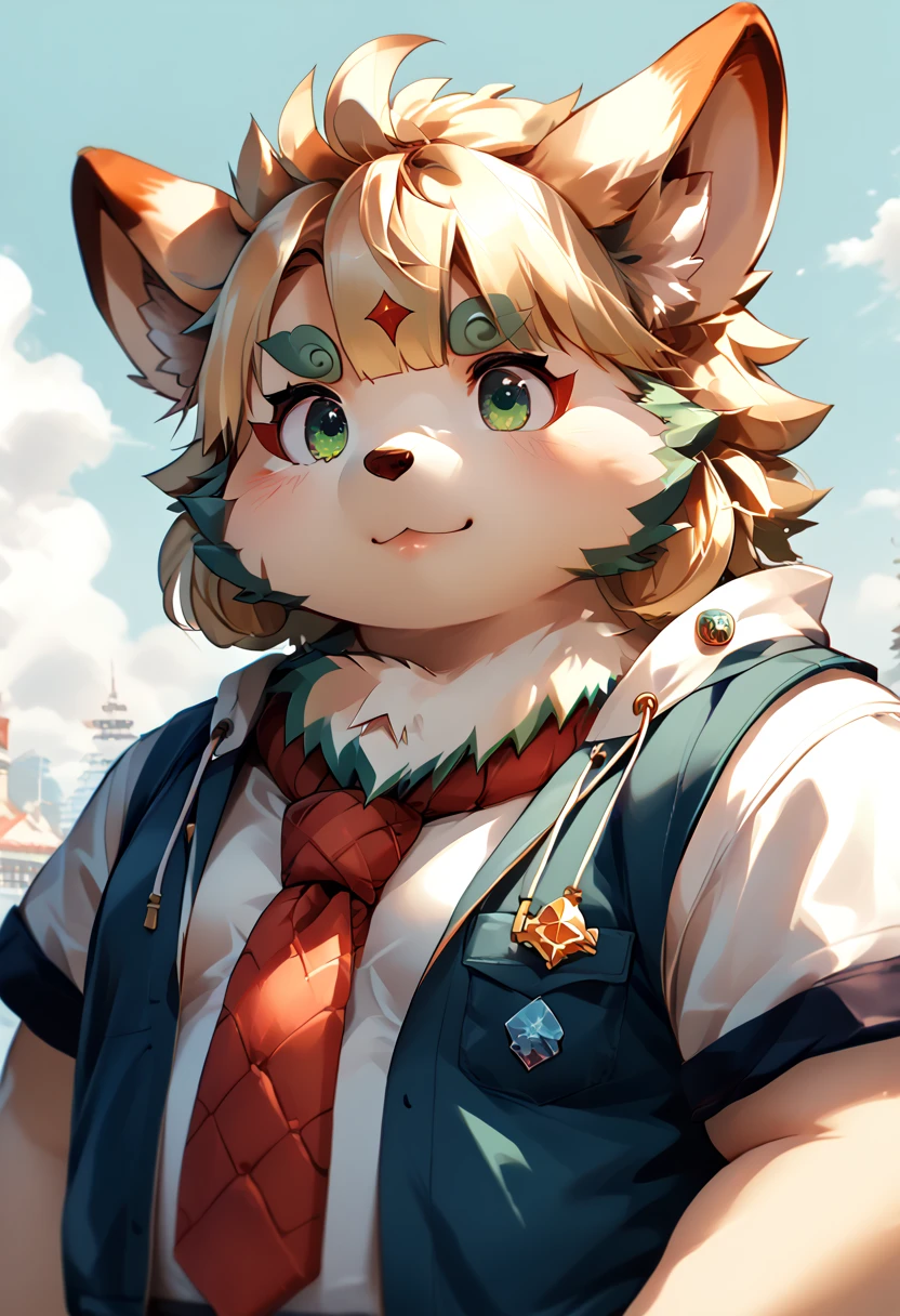 (Agyou)((masterpiece)),((  High Quality )),furry , kemono ,  Being overweight、  kemono art  ,  kemono art  ,  juvenile,  anime style to cover left eye , 、 colorful 、,  It&#39;s cute,   kemono art  , illustration style