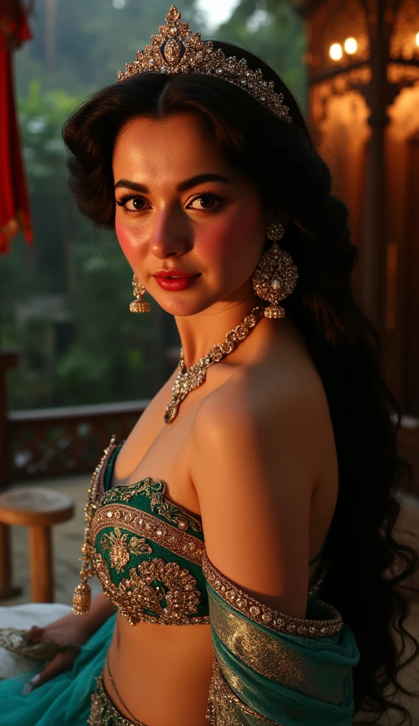 Hania Amir as Stunning Princess Jasmine, photo in 8k, erotic pose, cinematic.