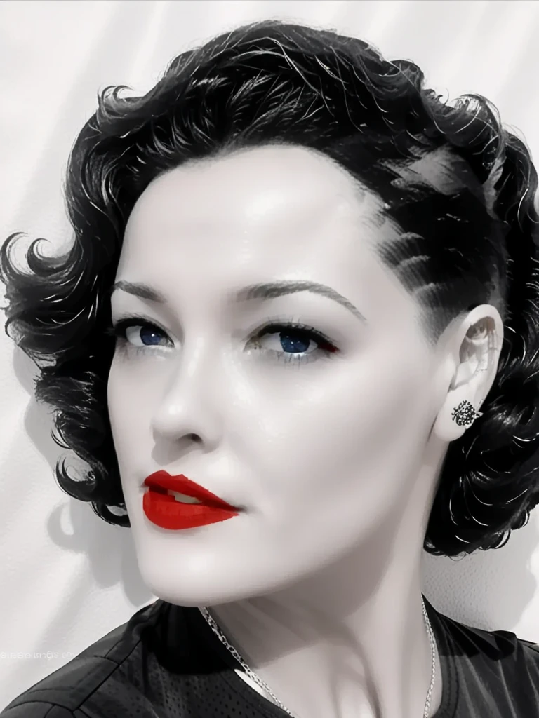 film noir style, ink sketch |vector, woman,  red lips,  very detailed ,  sharp focus, Ultra ,  monochrome,   high contrast ,  dramatic shadows ,  1940s style sharpness, Mysterious, cinematic