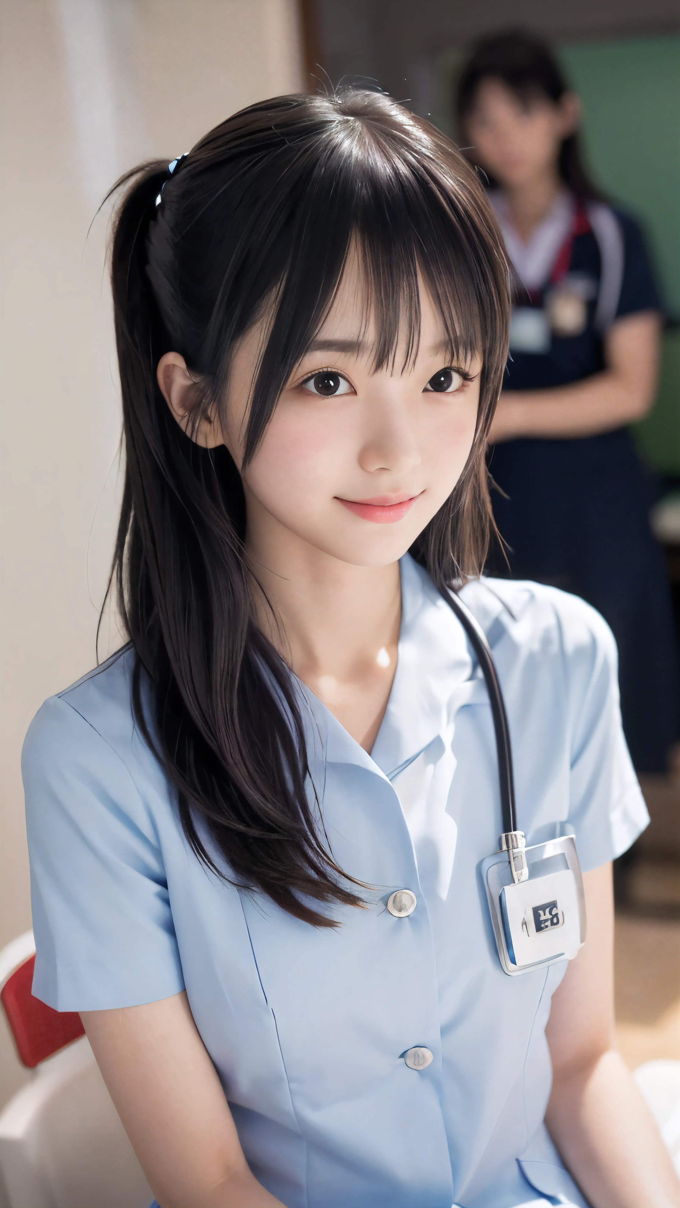 8K、cute、Adult Girls、detailed、Braid your hair in an intricate way、Looking into the camera、((SFW: 1.4)),((detailedな顔, Professional photography)), Miniskirt、nurse