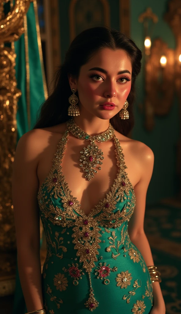 Hania Amir as Stunning Princess Jasmine, photo in 8k, erotic pose, cinematic.