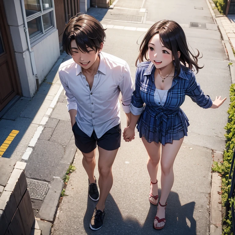Girl and boy kissing, fullbody,