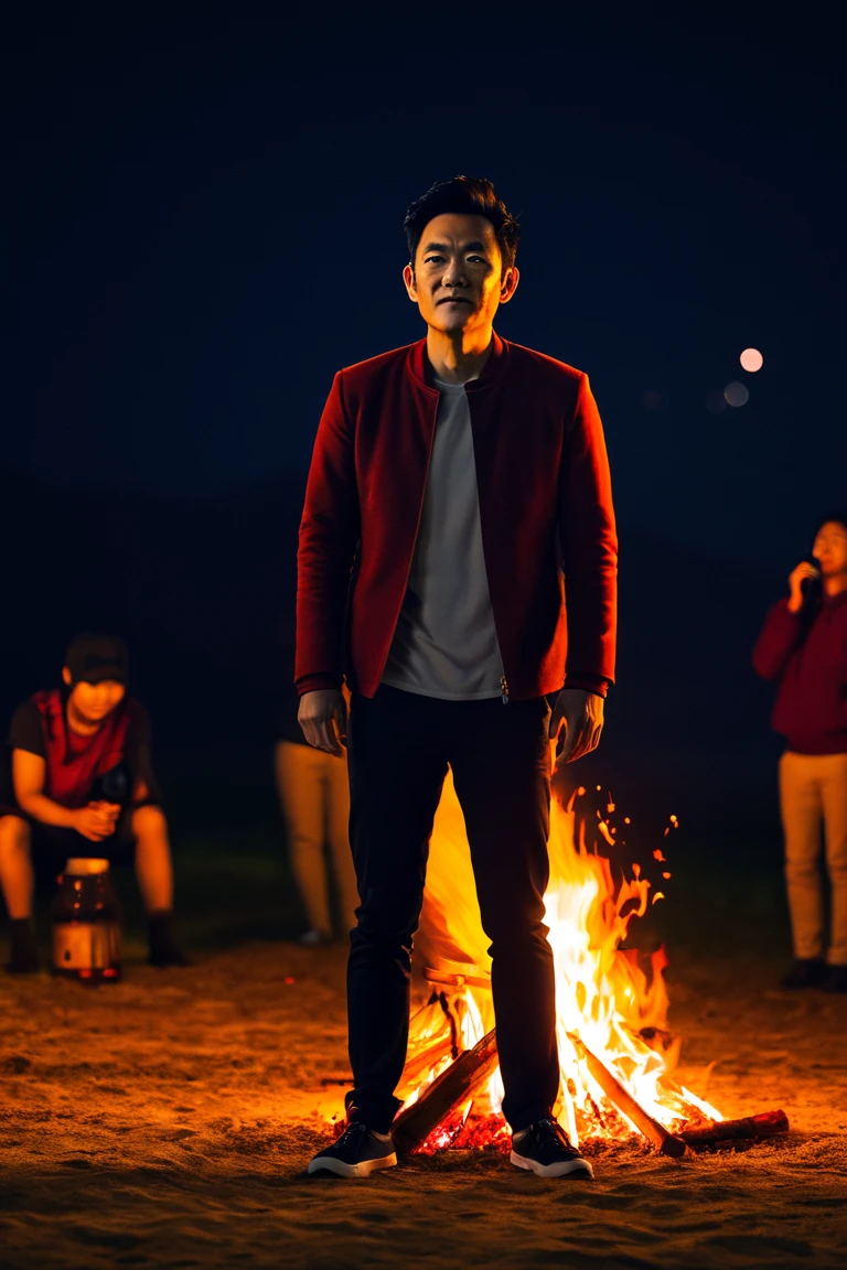 Yingshi. john cho, The orange, Red, bonfires, 4K, illuminate, Yingshiarry Night, Yingshi. john cho巴西, People dance, voice, Music band