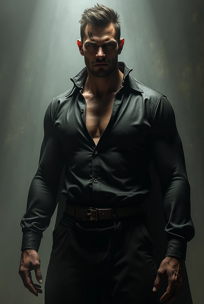a man with a well-groomed beard, square face, thin nose and full mouth, ((bright blue eyes)), ((long black curly hair)), ((handsome and sexy man)), ((20 years old)), half-length photo, various positions, open shirt, ((red shirt)), broad and strong chest, in the background room of a medieval castle, Wallpaper 4k, 32k ultra |, Ultra HD |, Cinematic lighting, poster of film, Superior Quality、High Resolution、8k high definition、Photogenic clarity、