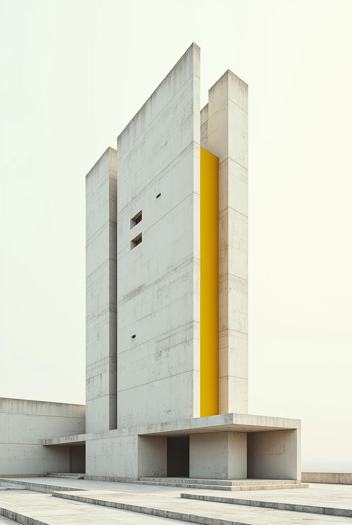 Building, brutally style, main white, yellow additional