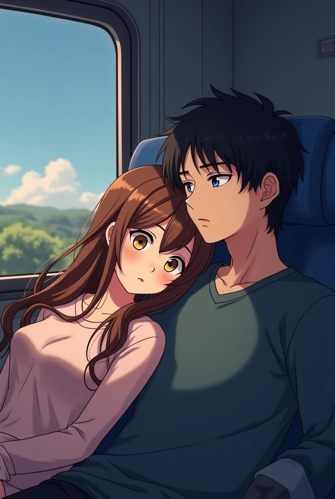 (masutepiece, Best Quality:1.4), Beautiful face, AKB48,Nogizaka46,8K, ,girl with, A Man, The girl is an 18-year-old student, Man is a 30-year-old office worker, On the train, Sitting side by side, Man showing erection , Female is touched by a man,1girl in, 1boy, Sitting, (hand job:1.5), a couple,Man is naked,(Yor:1.3),(Smile:1.2),(facials:1.5),(cum on facial:1.5),(Ejaculate on hand:1.5),(full-face blush:1.3),
