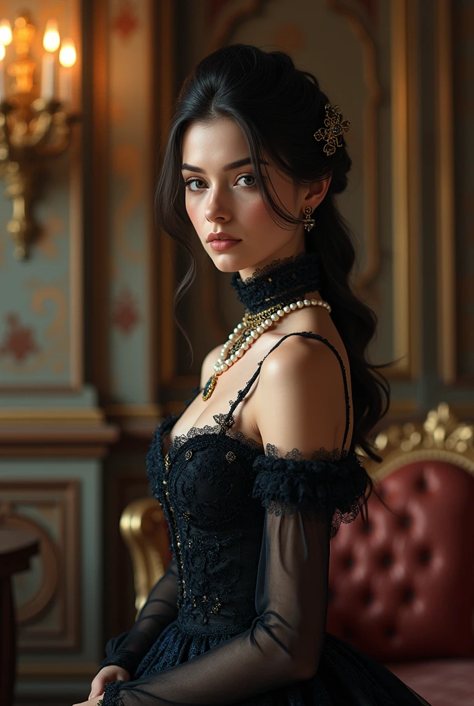 (Extreme HDR) (brightness FX) Photo of an asian woman gigantic Breast 'white skin' with long hair flowing in the wind, wearing a black batik patterned costume, a V-cut strapless corset style batik dress made of carbon patterned satin, a very narrow and stiff V-cut waist decorated with blue jewels, a luxurious long skirt, looks beautiful and stunning, very realistic and detailed, with a royal palace in the background, sitting on a swing, behind it is a black classic car. hyper realistic, hyper detail clothing, Detailed gemstones, masterpiece, best quality:1.2),,(8k,highres,RAW photo,realistic,photo-realistic:1.3),(detailed skin texture,detailed cloth texture, beautiful detailed face:1.25),professional lighting,photon mapping,beautiful soft light,radiosity,physically-based rendering,raytracing, model shoot style, model shoot style, (extremely detailed CG unity 8k wallpaper), full shot body photo of the most beautiful artwork in the world (NSFW), (Nude), (Naked), (carbon fiber corset) (big veiny breast) (steampunk corset) (glowing dress)