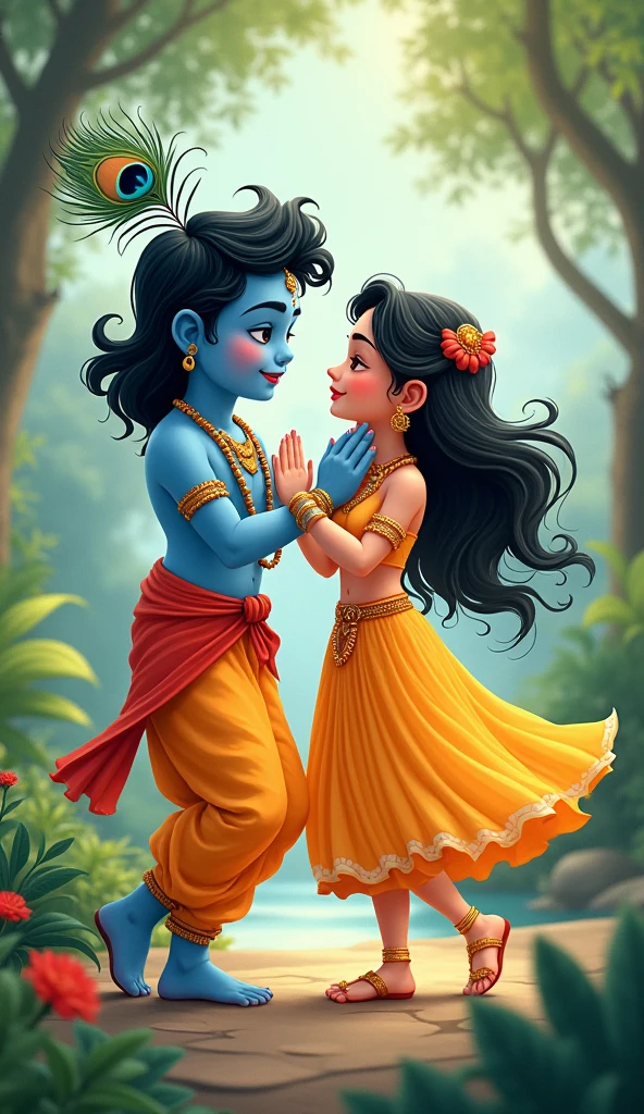 Lord Krishna and rukmani cartoon