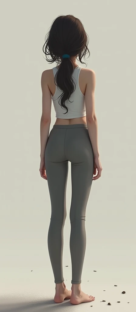  Kid girl in short leggins full body standing backwards with big ass