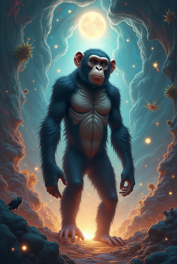 monkey discovering the universe, two colors