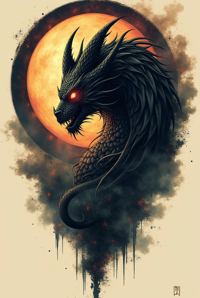 Surrealist art a chinese dragon, bold lines, hyper detailed, dark limited palette, chiaroscuro, <lora:zavy-chnsdrgn-sdxl:0.4> zavy-chnsdrgn, <lora:RussMillsXL:0.4> rsmls, surreal, abstract, dark, style of russ mills, . Dreamlike, mysterious, provocative, symbolic, intricate, detailed