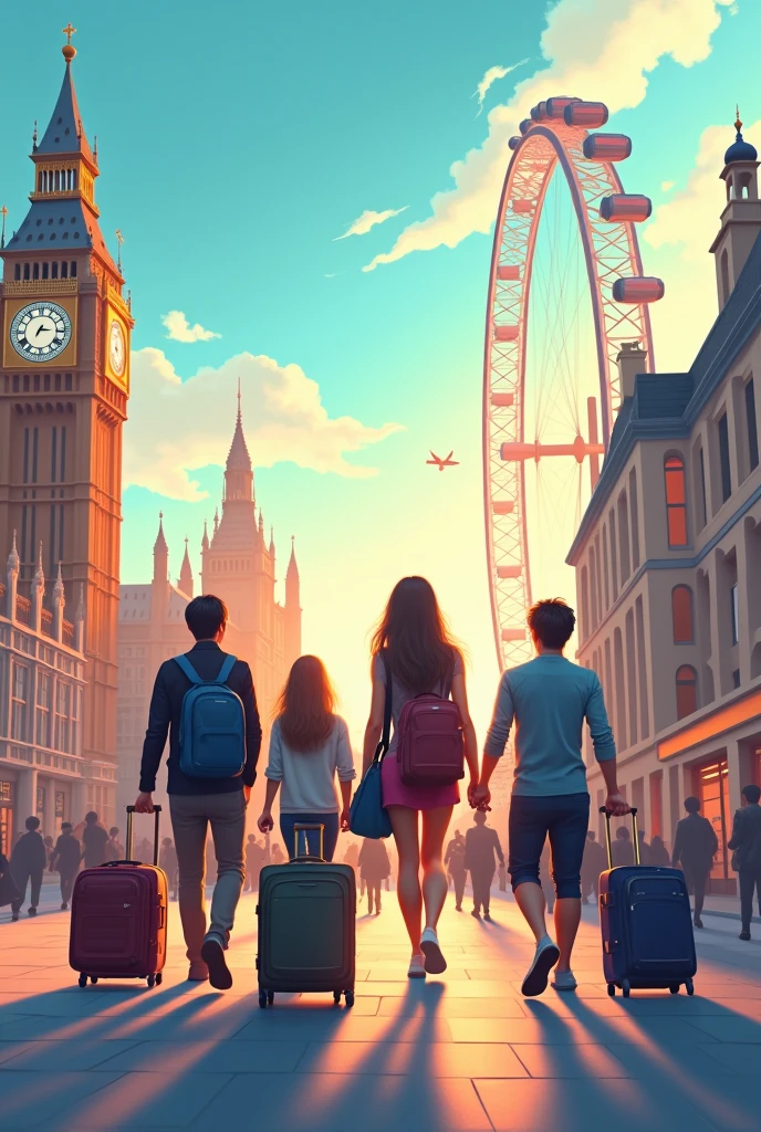 A man who standing infront of a old big clock watching a girl who stand on that big clock