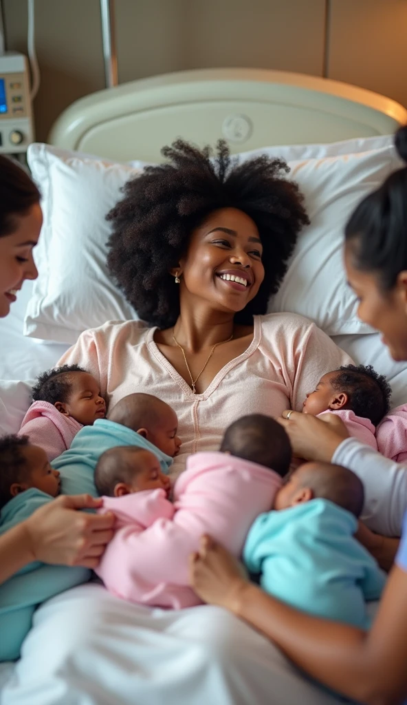 Big ass white bimbo in sexy thong in daycare with black African newborn babies, The babies are very small and Bimbo is huge, African newborn babies very small, babie newborn black