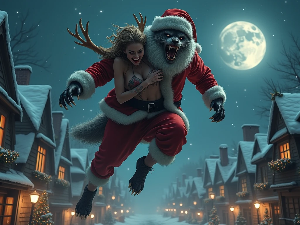 (velociraptors:1.2) at christmas party, dance floor <lora:ChristmasDecorativeStyle:0.8> ChristmasDecorativeStyle