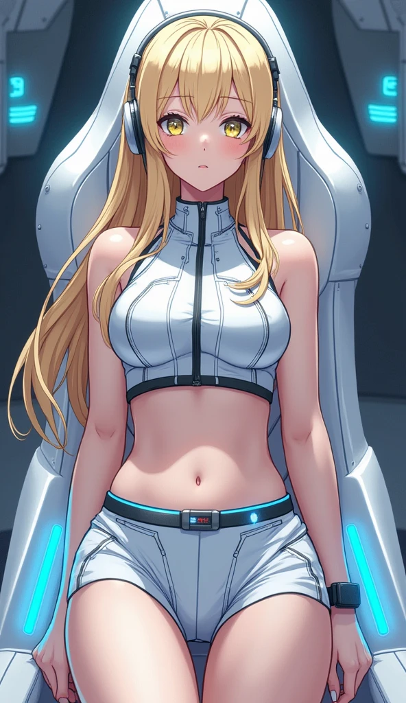 top-quality、realistic touch,high-detail、photoRealstic、thin-waist、captive beauty、solid platinum-blonde eyelashes、platinum-blonde、full body Esbian、cheeks flushed、thin-waist、In a white room、She is in estrus、Sleeveless、Bodysuit with minimal fabric area、Colossal tits、big butts、Angle from below、sexy  pose、