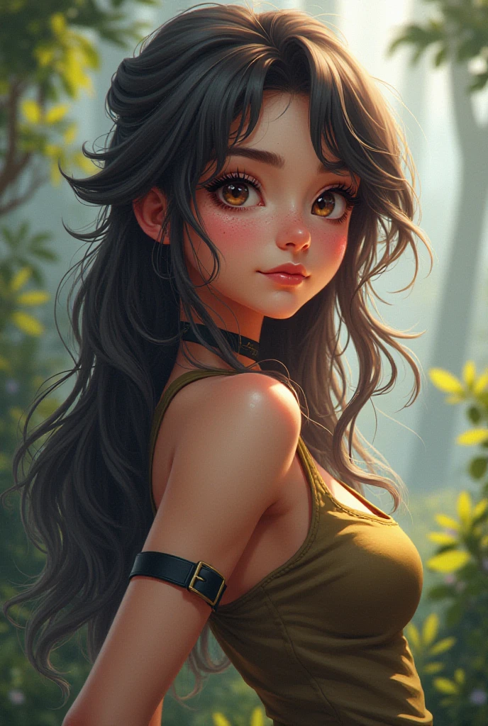 Art image of a sensuous jungle girl, Sauvage, Sauvage, messy, high skin, sensuous, por Louis Royo, Boris Vallejo's, Frank Frazetta, extreme focus, sharp details, sensuous,