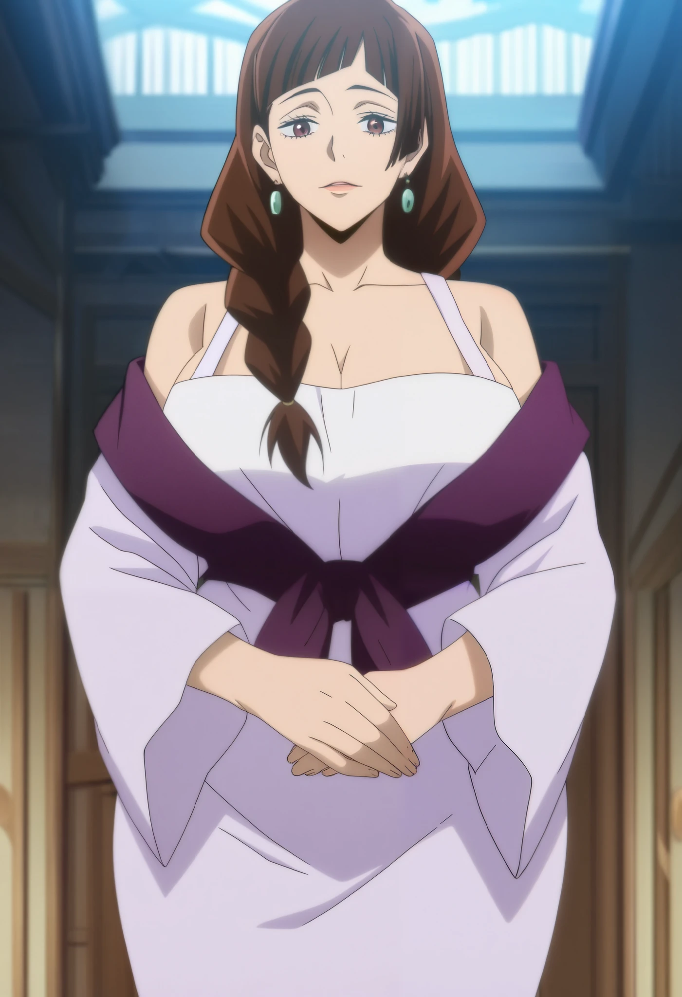 Jujutsu Kaisen anime style screencap anime style a big mama which goddess lady _score_9_up, score_8_up, masterpiece, best quality