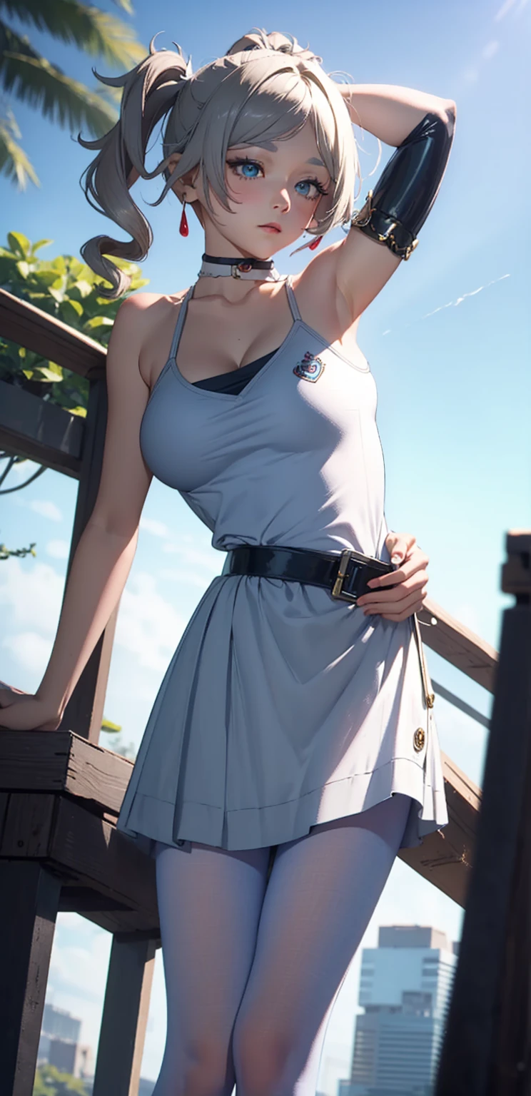Bust up, upper body, anime girl with short hair and blue dress, posing for photo, photorealistic anime girl rendering, realistic anime 3d style, smooth anime CG art, [4k photorealism]!, photorealistic anime, soft portrait shot 8k, [4k photorealism]!, 8k portrait rendering, anime realism style, 3d anime realistic, cute realistic portrait