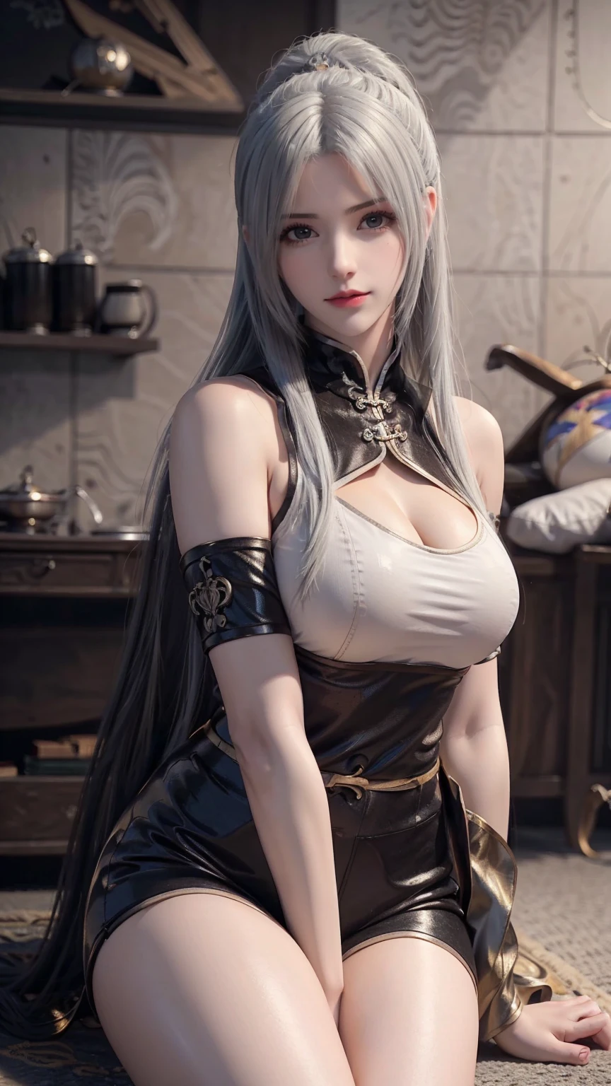 ，Close-up of miss wearing white mask, Beautiful character painting, Gu Weiss,   Gurwitz Style Artwork  , White-haired god, author：Yang Jie,  epically beautiful character art ,   Extremely fine CG8K wallpaper  , author：Fan Qi, by Wuzhun Shifan,   It has a unique texture  , Single ponytail, insult, High Ponytail,  tall and big, Long Legs, (Sleeveless lace shirt), ( shorts), (stripe )), ((stripe )), Walk, Elegant, dignified, miss, Beautiful curves,  sweet smile , 细节感和层次感很强, color丰富绚丽,  has a unique texture , rich and colorful, color, vivid, Design Art, 16K,   super detailed , {{illustration}}, { Extremely refined}, {Exquisite surface treatment},   super detailed , Delicate and shining eyes, {{Light}}, 极致Light效果, Model:  realism , CFG size: 12, Laura: Bright texture (1.35),  high quality , masterpiece,   exquisite facial features,  delicate hairstyle depicting , 眼睛的详细描写, masterpiece,  Best Quality , Light线追踪,  extremely detailed unified CG 8K wallpaper, masterpiece,  Best Quality , ( 1 girl), 完美miss身材, (((Tight white T-shirt))),  ( delicate face),  short black hair,  tie up your hair , Light blue hairpin,  ( White Skin), (Optimal Lighting), (  super intricate details  ), 4K Unified, (  super detailed  CG),  showing off her white legs , , Hot Pants,  shorts,