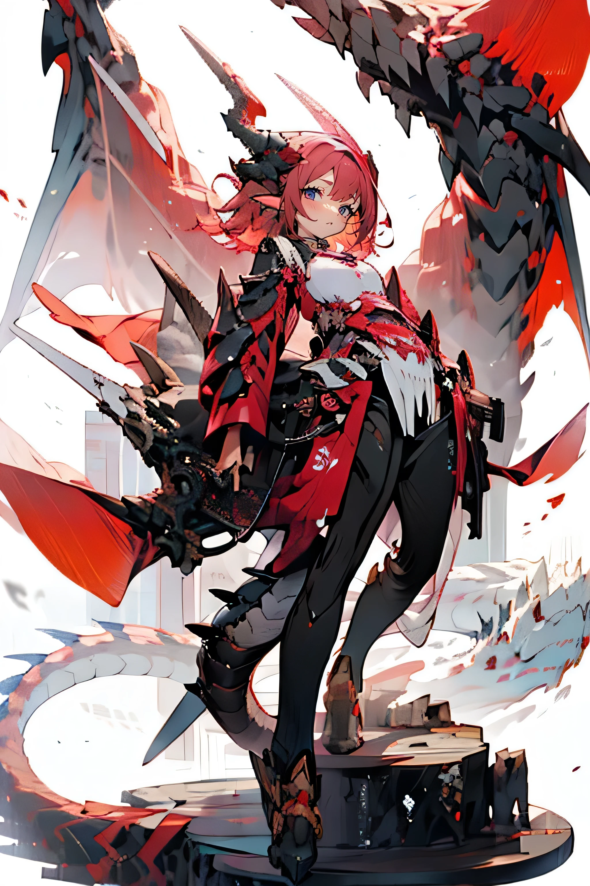 sfw, nsfw:0.6, 16k, highres, best quality, simple back ground, white background, full body shot, from below, solo focus,, 
, official art,character reference:1.4,  mecha musume:1.3,  epic ecchi:1.4, exoskeleton:1.7, miko style costume:1.5,
, 1 milf idol oneesan girl, standing, slingshot leotard,  mechanized armor:1.4, thighhighs ,high heel:1.2